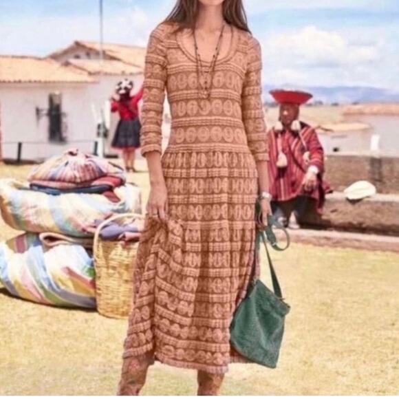 Sundance Women's Grace In Lace Midi Dress Small Orange Romantic Boho - Picture 14 of 14